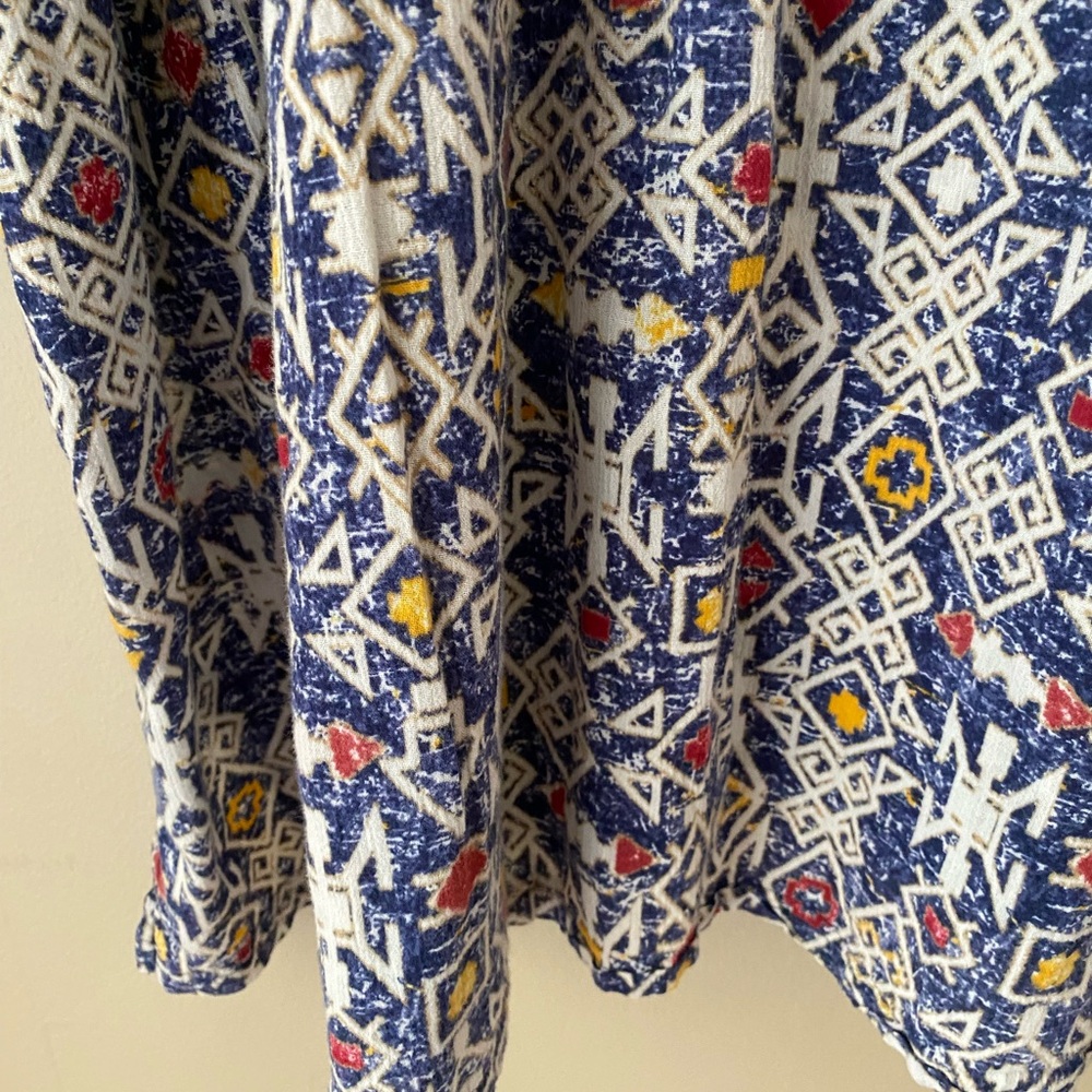 Catherines Navy, White & Mustard Geometric Peasant Tunic 5 X - Picture 3 of 7